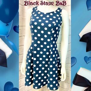 Navy w/White polka dot sleeveless mini dress by H&M. Sz 6